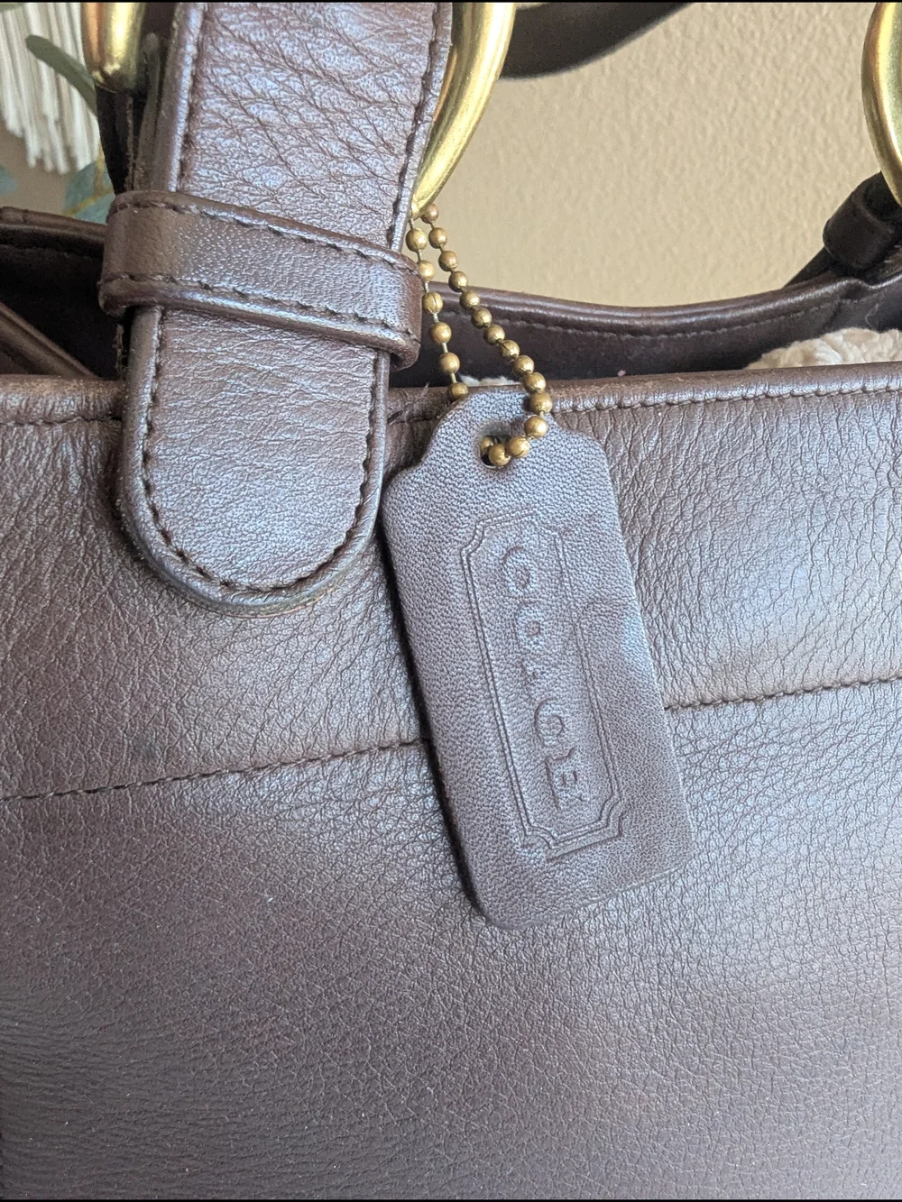 Coach Chocolate Brown Leather Shoulder Bag with Gold-Tone Hardware